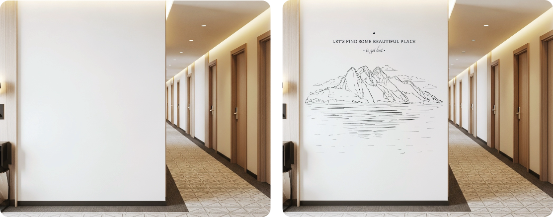 Premium corridor wall mural printing